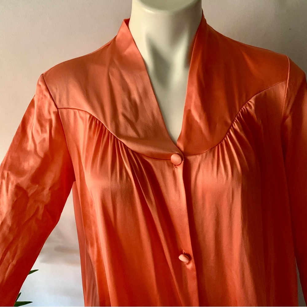 v i n t a g e :: Set Floral Long Satin Nylon Peignoir Slip Dress Robe - Picture 4 of 16